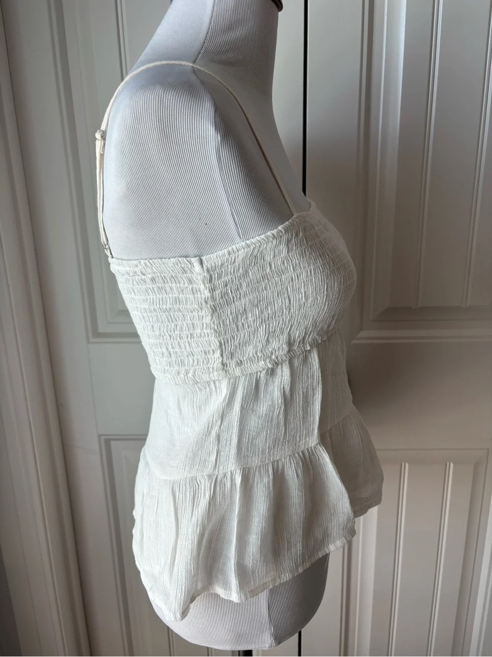 Timing Cream Smocked Ruffle Tank Top - Picture 3 of 5